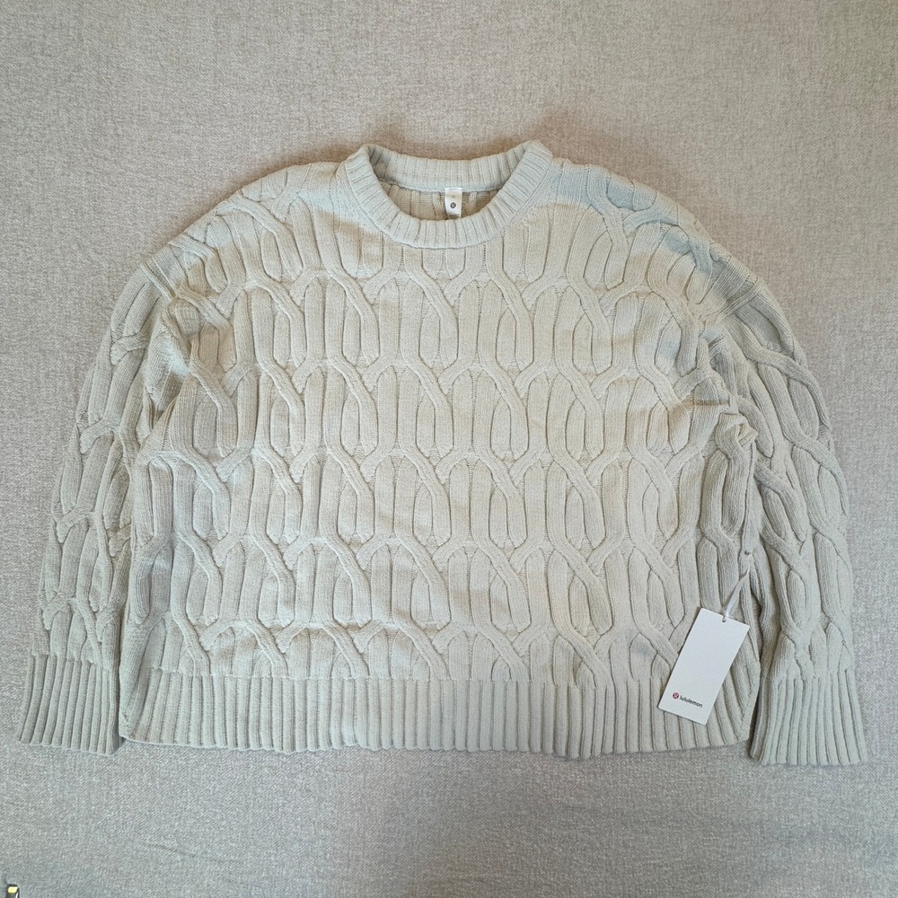 Lululemon Cable-Knit Oversized Crewneck Sweater Size XL Bone White LW3HQYS NWT - Picture 3 of 12